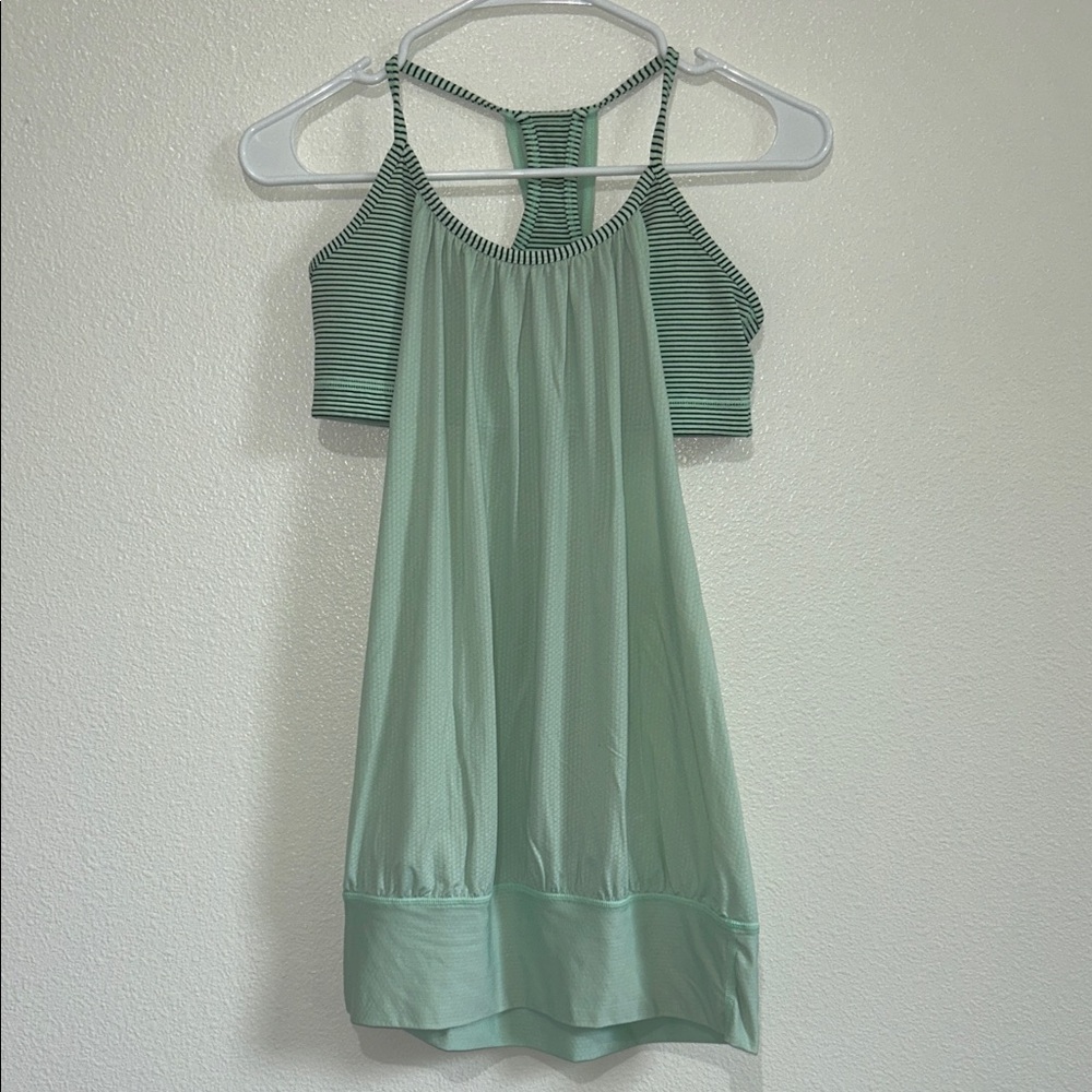 lululemon athletica Mint and Black Striped Tank Top